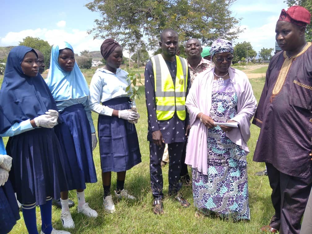 Students at FGGC Bauchi School Green Club tree planting